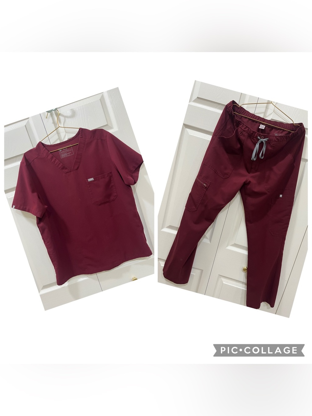 Figs Men’s burgundy Cairo Scrub set size large